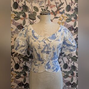 Meadows- Mallow Blouse- Toile De Jouy- Size 2- NWOT
